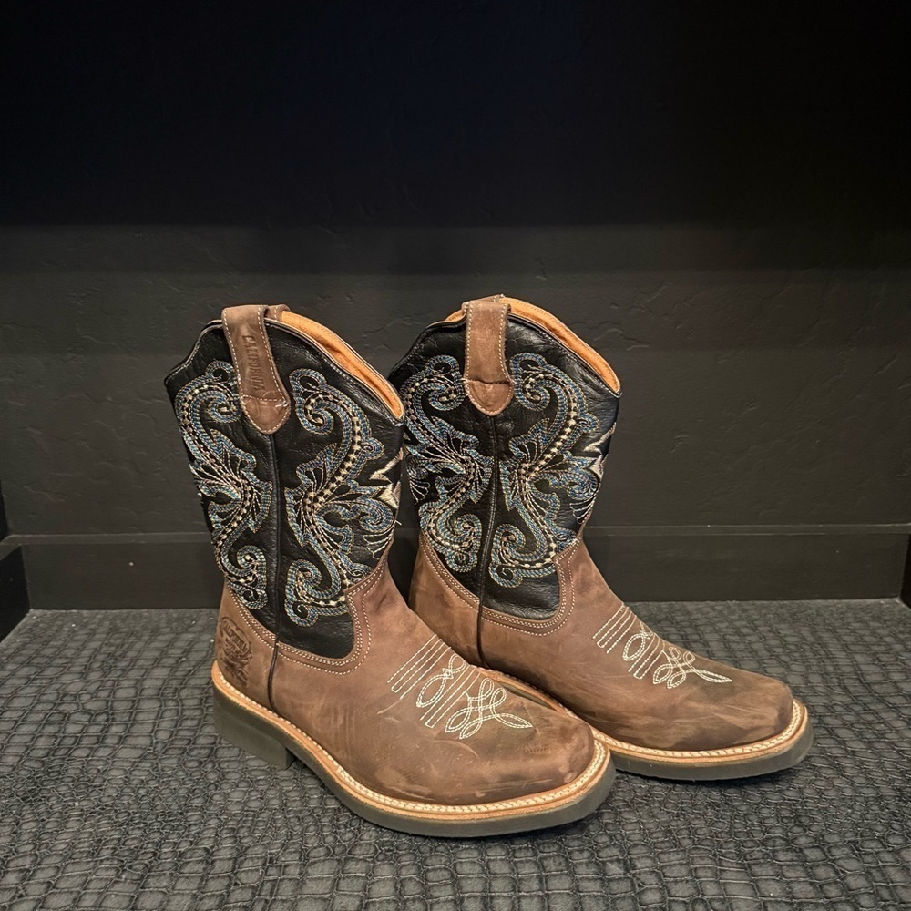 California boots Chaparral 400 Moka Brown and Black Embroidered Cowboy Boots
